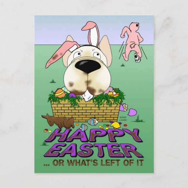 French Bulldog Happy Easter Postcard (Front)