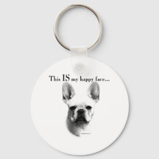 French Bulldog Happy Face Keychain
