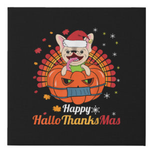 French Bulldog Happy HalloThanksMas 2020 Cute Dog Faux Canvas Print