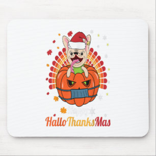 French Bulldog Happy HalloThanksMas Cute Dog Mouse Pad