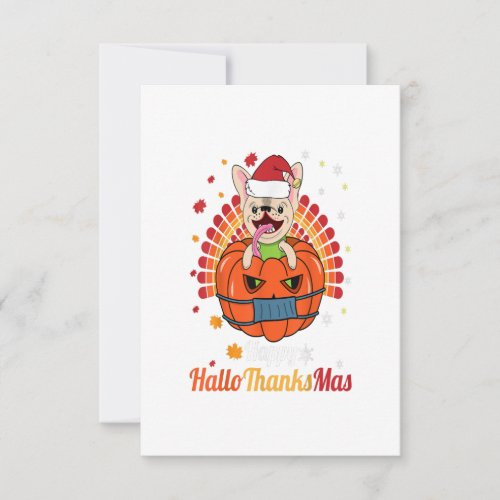 French Bulldog Happy HalloThanksMas Cute Dog RSVP Card