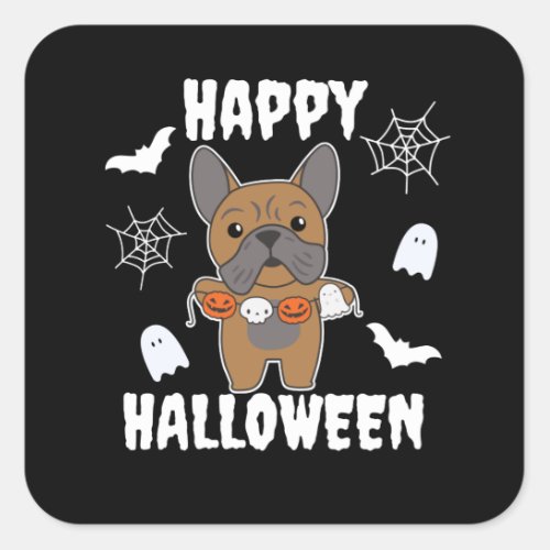 French Bulldog Happy Halloween Dog Costume Square Sticker