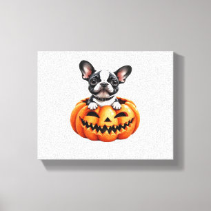 French Bulldog Happy Halloween pumpkin Classic T-S Canvas Print