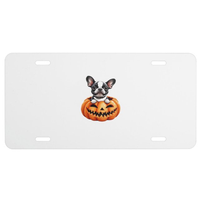 French Bulldog Happy Halloween pumpkin Classic T-S License Plate (Front)