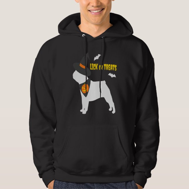 French Bulldog Happy Halloween Pumpkin Witch Frenc Hoodie (Front)