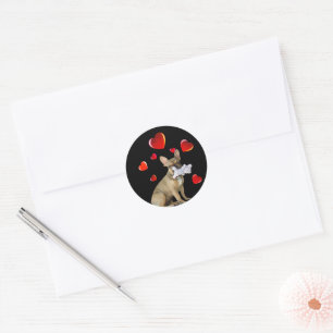 French Bulldog Happy New Year Heart Classic Round Sticker
