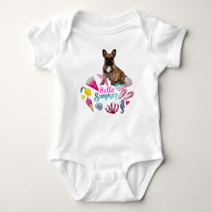 French Bulldog Happy Summer French Bulldog Baby Bodysuit