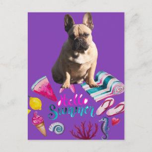 French Bulldog Happy Summer French Bulldog Postcard
