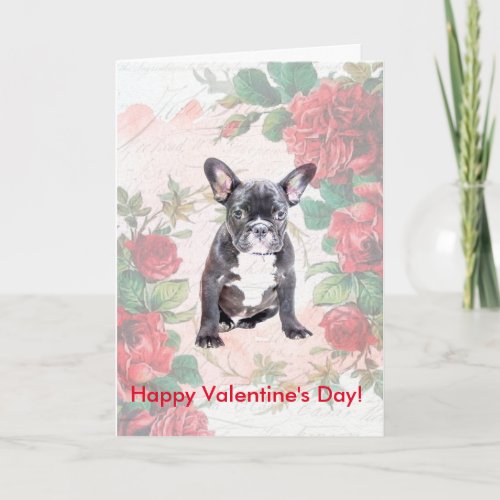 French Bulldog Happy Valentines Day Card