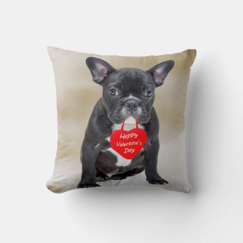French Bulldog Happy Valentines Day Pillow