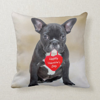 French Bulldog Happy Valentine's Day Pillow