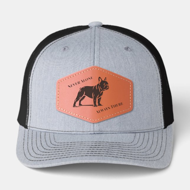 French Bulldog Hat Leather Patch custom text (Front)