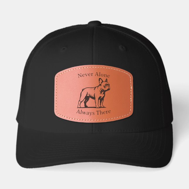 French Bulldog Hat Leather Patch custom text (Front)