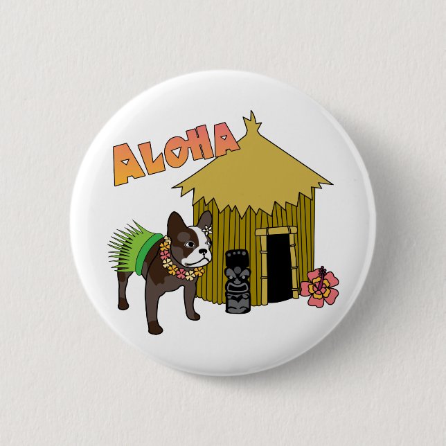 French Bulldog Hawaii Tiki Hula Buttons (Front)
