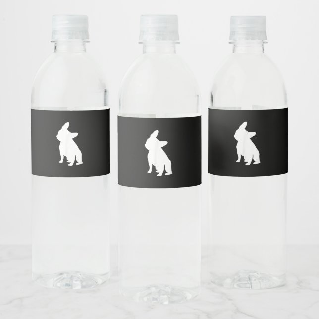 French Bulldog Head Tilt Apparel, Frenchie Head Water Bottle Label (Bottles)
