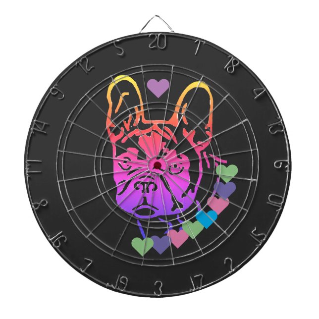 French Bulldog Heart Collar French Bulldog Dart Board (Front)