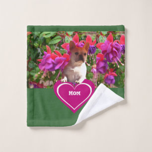 French Bulldog Heart French Bulldog Mother Wash Cloth