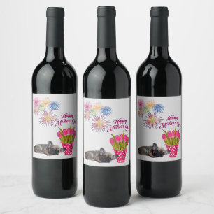 French Bulldog Heart French Bulldog Wine Label