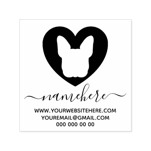 French Bulldog Heart Modern Self_inking Stamp