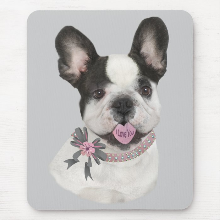 French Bulldog Heart Shaped Tongue Gifts Mousepads