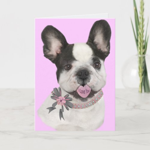 French Bulldog heart shaped tongue Holiday Card