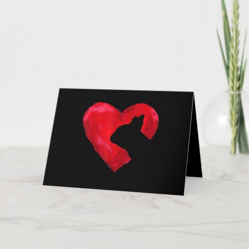 French Bulldog Heart Silhouette Valentines Day Dog Card