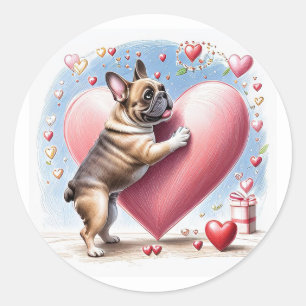 French Bulldog Heart Skip French Bulldog Classic Round Sticker