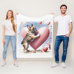 French Bulldog Heart Skip French Bulldog Fleece Blanket