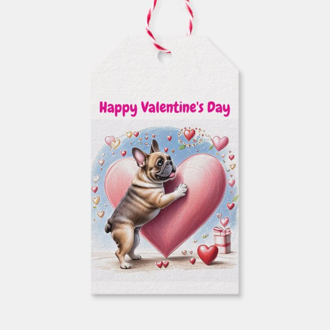 French Bulldog Heart Skip French Bulldog Gift Tags (Back)