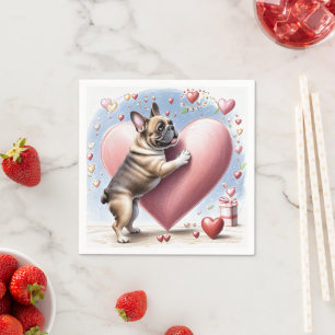 French Bulldog Heart Skip French Bulldog Napkins