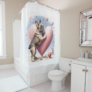 French Bulldog Heart Skip French Bulldog Shower Curtain