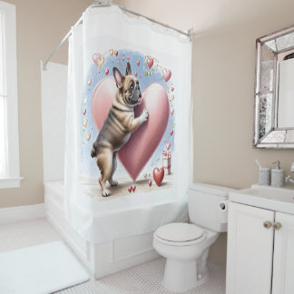 French Bulldog Heart Skip French Bulldog Shower Curtain