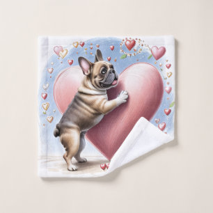 French Bulldog Heart Skip French Bulldog Wash Cloth