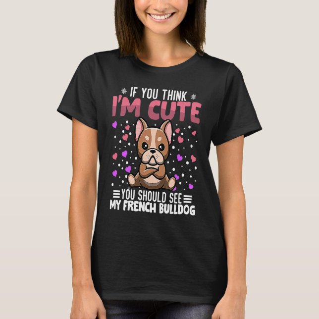 French Bulldog Heart Valentine's Day Animal For Wo T-Shirt (Front)