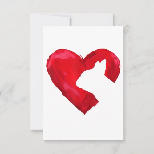 French Bulldog Heart Valentines Day Dog Lover RSVP Card