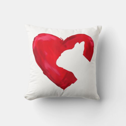 French Bulldog Heart Valentines Day Dog Lover Throw Pillow