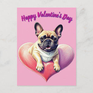 French Bulldog Heart Valentine's Day  Postcard