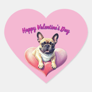 French Bulldog Heart Valentine's Day Sticker
