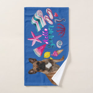French Bulldog Hello Summer French Bulldog Hand Towel