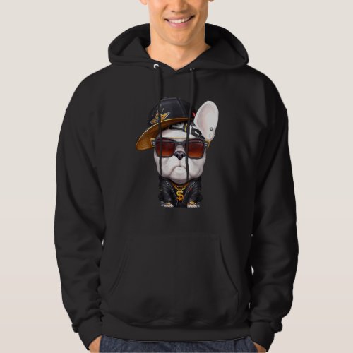 French Bulldog Hip Hop Super Star With Hat And Sun Hoodie