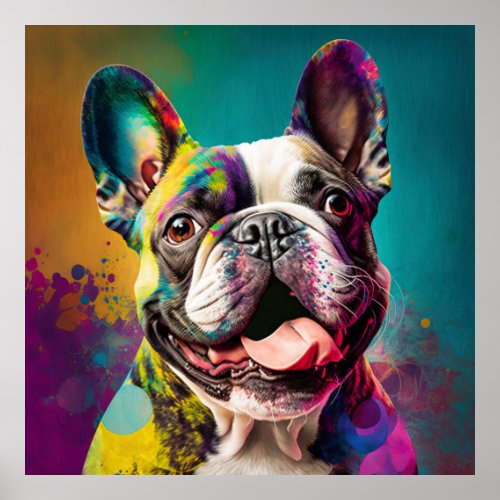 French Bulldog Hipster Dog Poster