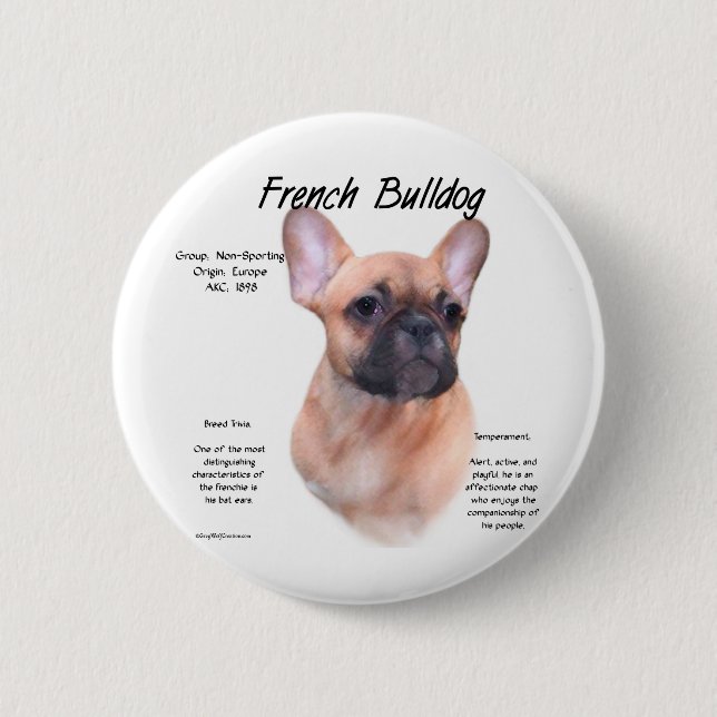 French Bulldog History Design Button (Front)