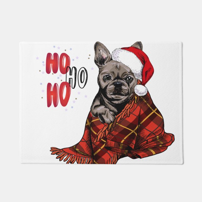 French Bulldog Ho Ho Ho Doormat (Front)