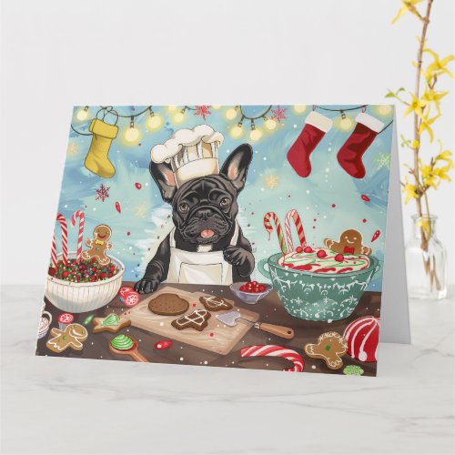 French Bulldog Holiday Baking Festive Christmas Card