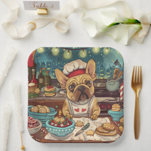 French Bulldog Holiday Baking: Festive Christmas Paper Plates