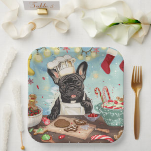 French Bulldog Holiday Baking: Festive Christmas Paper Plates
