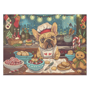 French Bulldog Holiday Baking: Festive Christmas Tablecloth