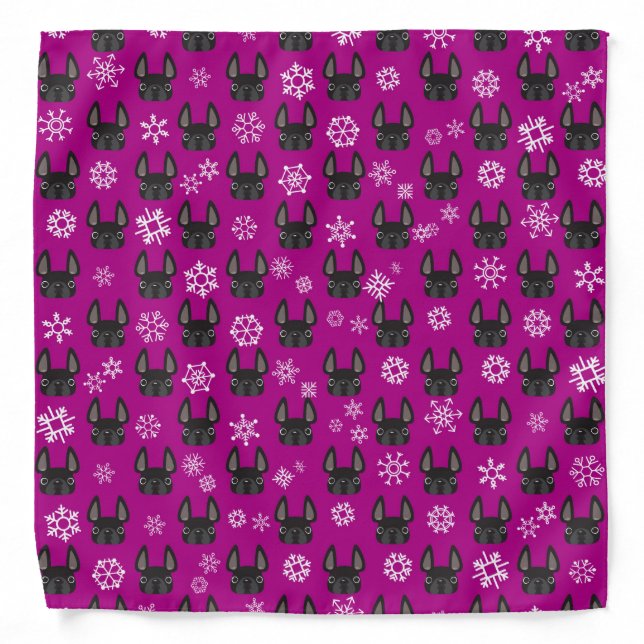 French Bulldog Holiday Bandana - Plum (Front)