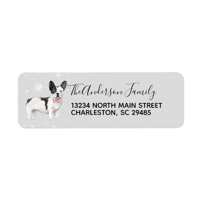 French Bulldog Holiday Christmas Address Frenchie Label (Front)