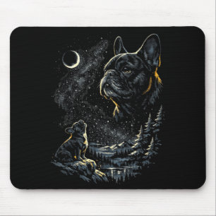 French bulldog howling at moon vintage 90s funny mouse pad